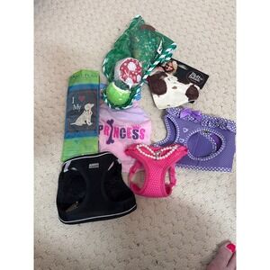 Small Dog Accessory Bundle Bandana Surepet Harness Princess Shirt Toys M